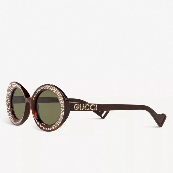 Gucci Tortoise Shell Swarovski Diamond Studded Sunglasses - Picture 2 of 10